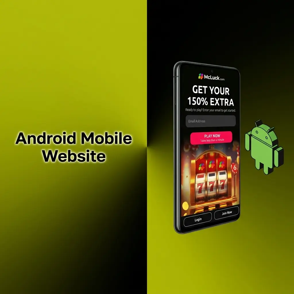 Android phone showing McLuck mobile website in Chrome with add to home screen shortcut option