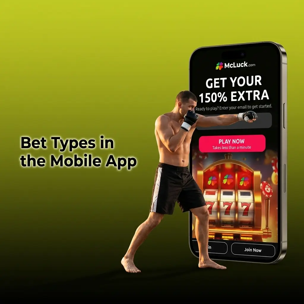 McLuck mobile app bet types note showing sports bet slips unavailable and casino-style play supported