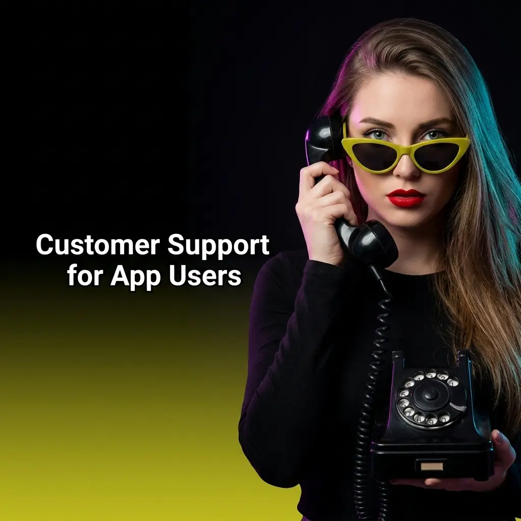 Customer support options for app users including live chat, Help Center, email, and account controls