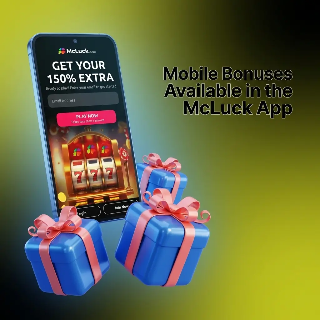 McLuck app mobile bonus offer showing GC 7,500 and free SC 2.5 for eligible new accounts